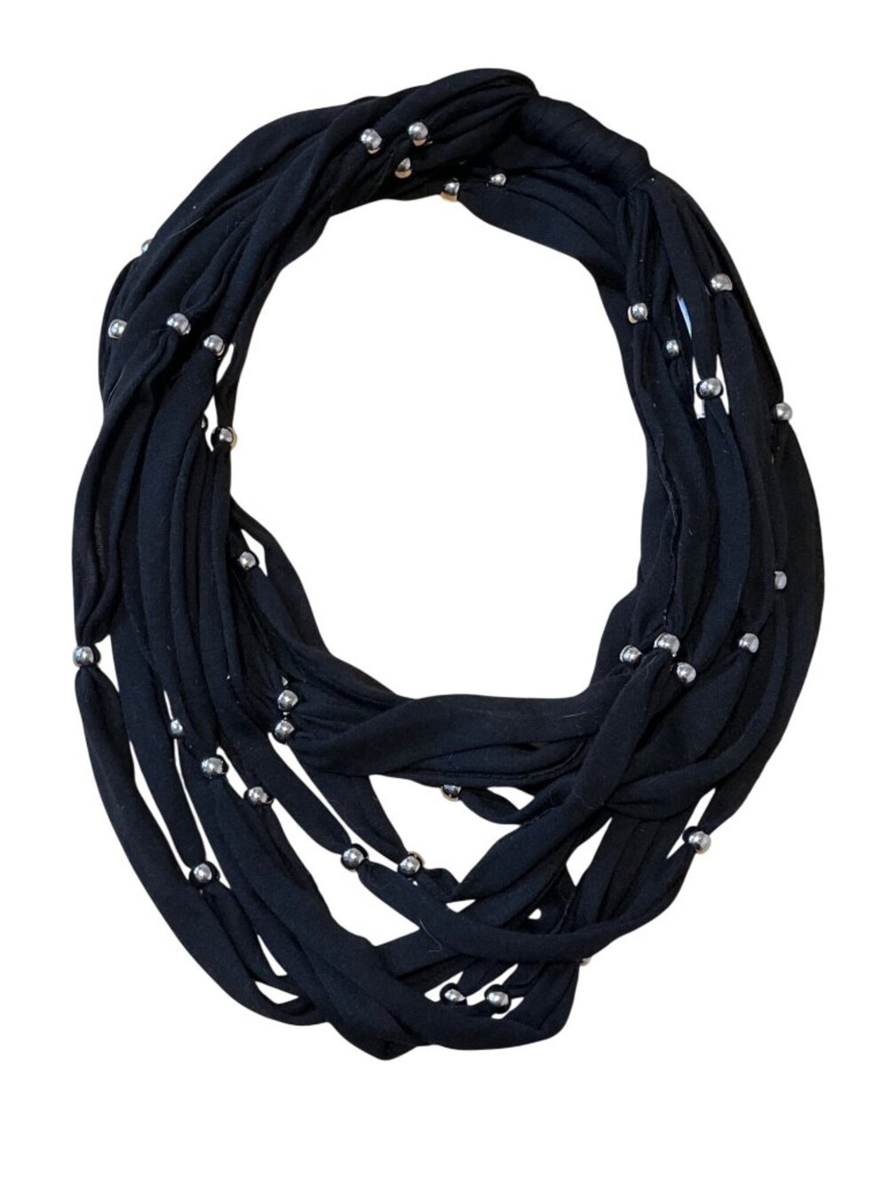 Taleen Soft Black Infinity Scarf With Silver Beading Lightweight & Stylish 33"